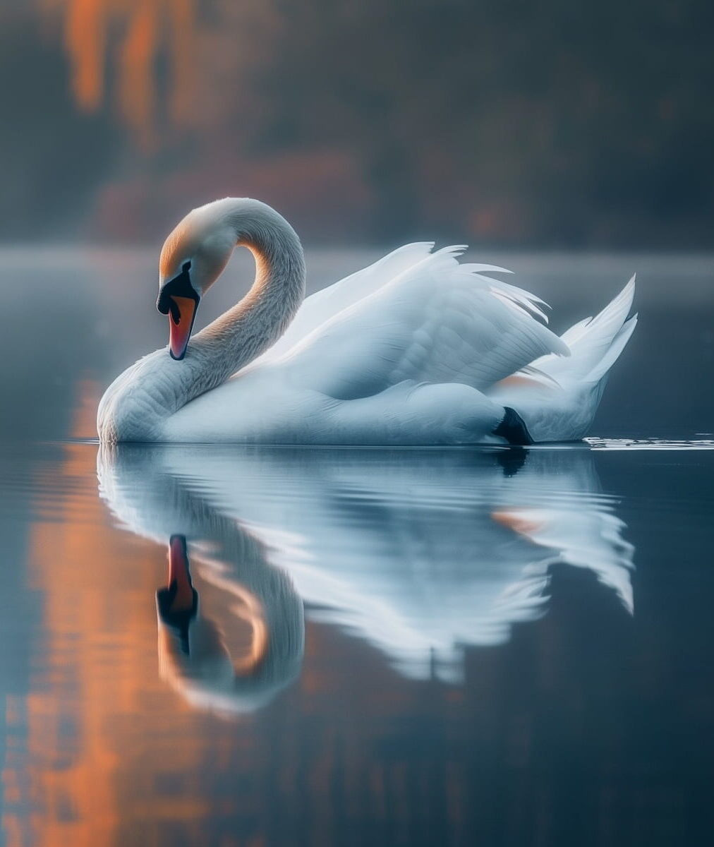 Schwan auf See in Harmonie mit der Natur — symbolisch für die Schumann-Resonanz